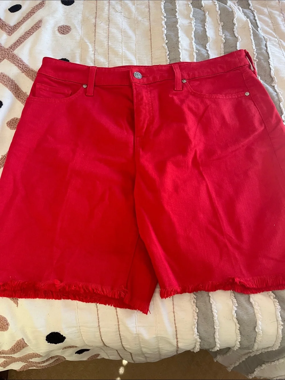 Chico's Bright Red Frayed Edge 7” Shorts Size 1.5
